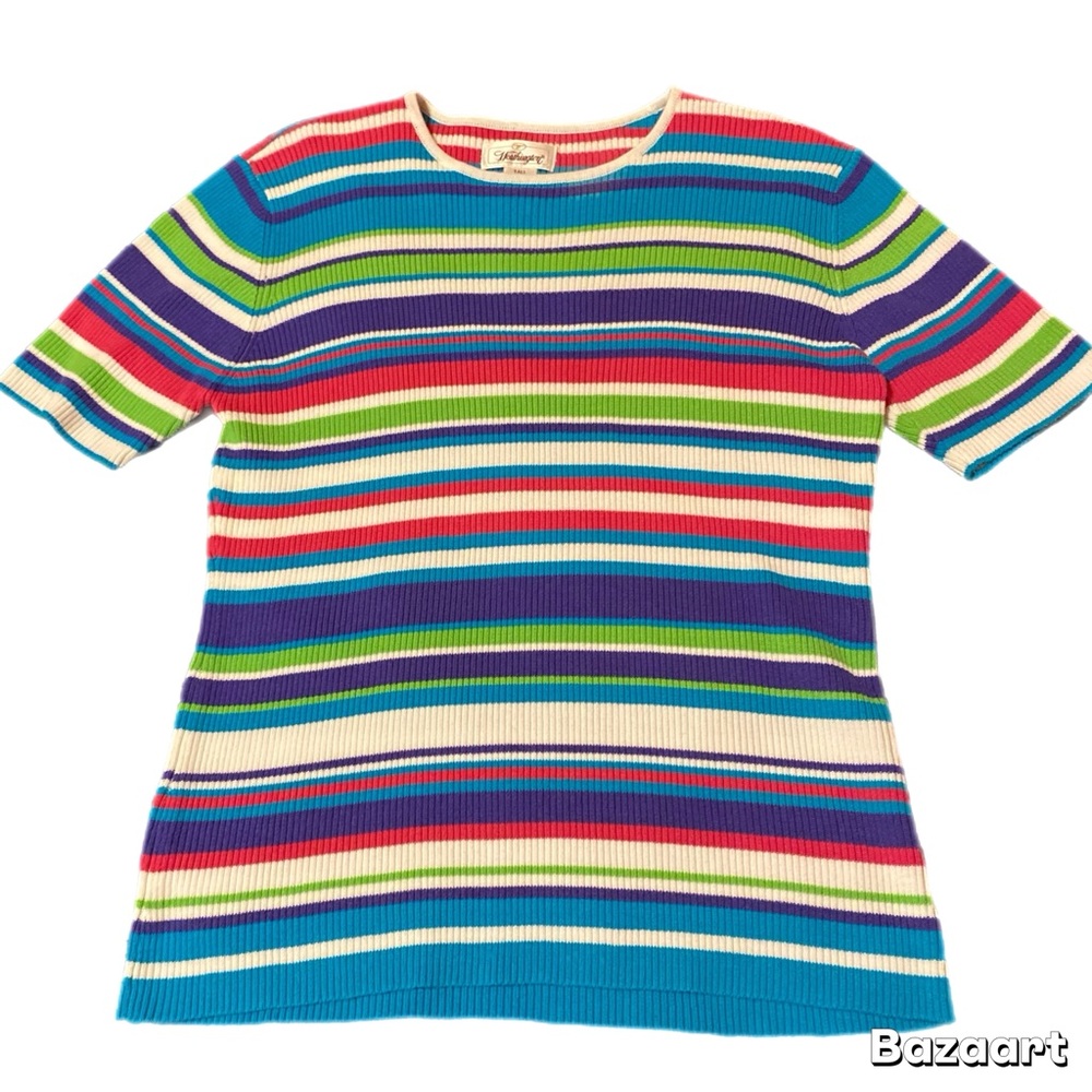 Worthington Women’s 90s Rainbow Stripe VTG Shirt Tall XL